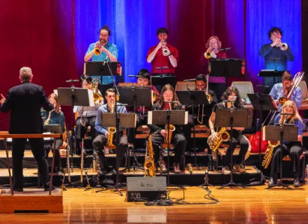 people playing instruments onstage